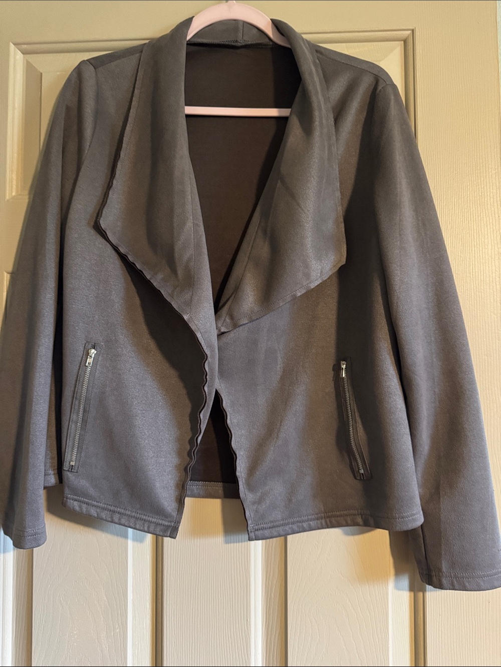 SHEIN Gray Draped Open-Front Blazer Jacket